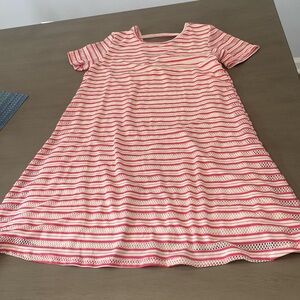 Pink and white lace over material dress